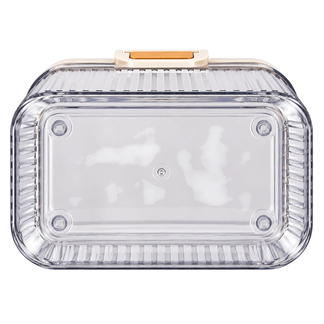 DRAPI Ribbed Clear Kitchen Storage Container with Bamboo-Style Lid