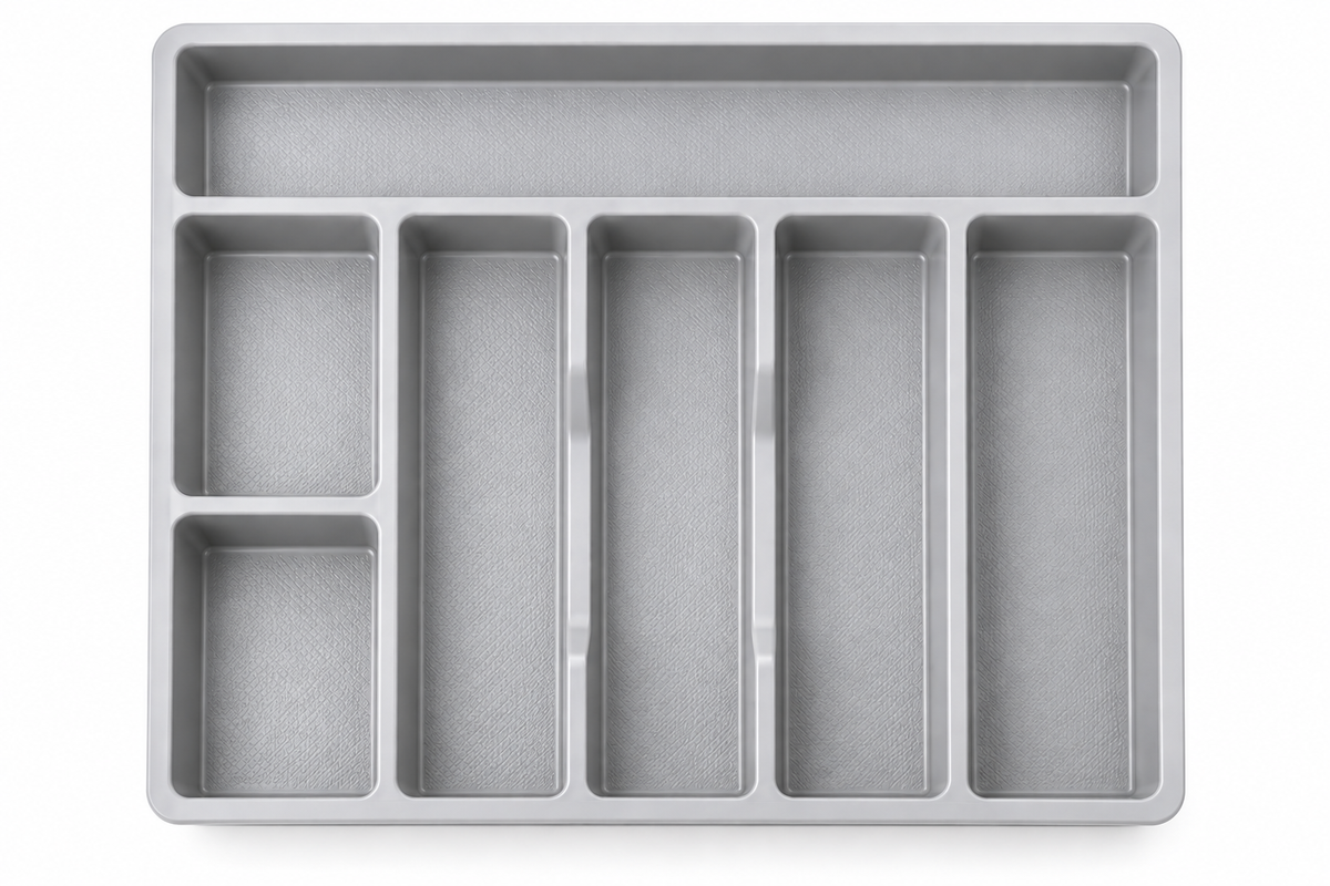 DRAPI 7-Compartment Plastic Cutlery Organizer Tray for Kitchen Storage