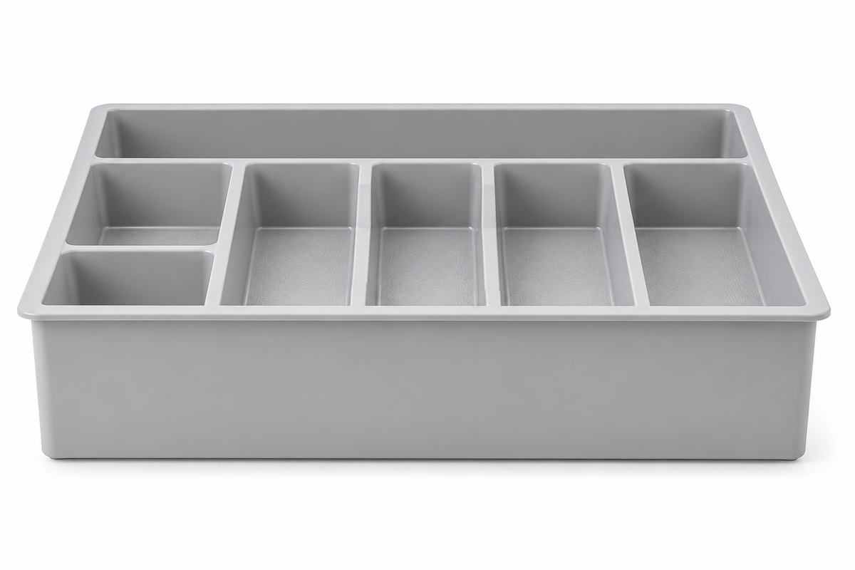 DRAPI 7-Compartment Plastic Cutlery Organizer Tray for Kitchen Storage