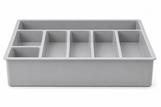 DRAPI 7-Compartment Plastic Cutlery Organizer Tray for Kitchen Storage