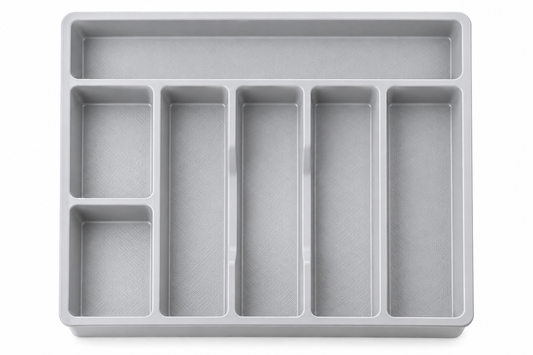 DRAPI 7-Compartment Plastic Cutlery Organizer Tray for Kitchen Storage