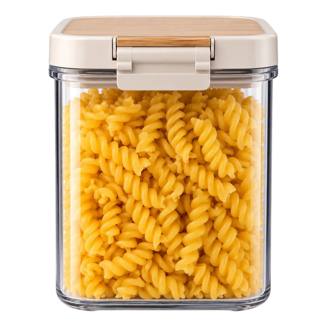 DRAPI Clear Kitchen Storage Container with Bamboo-Style Lid