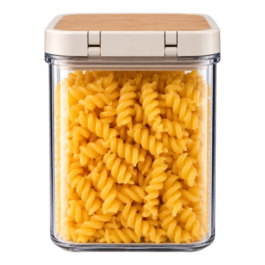 DRAPI Clear Kitchen Storage Container with Bamboo-Style Lid