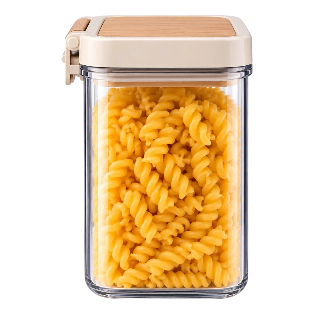 DRAPI Clear Kitchen Storage Container with Bamboo-Style Lid