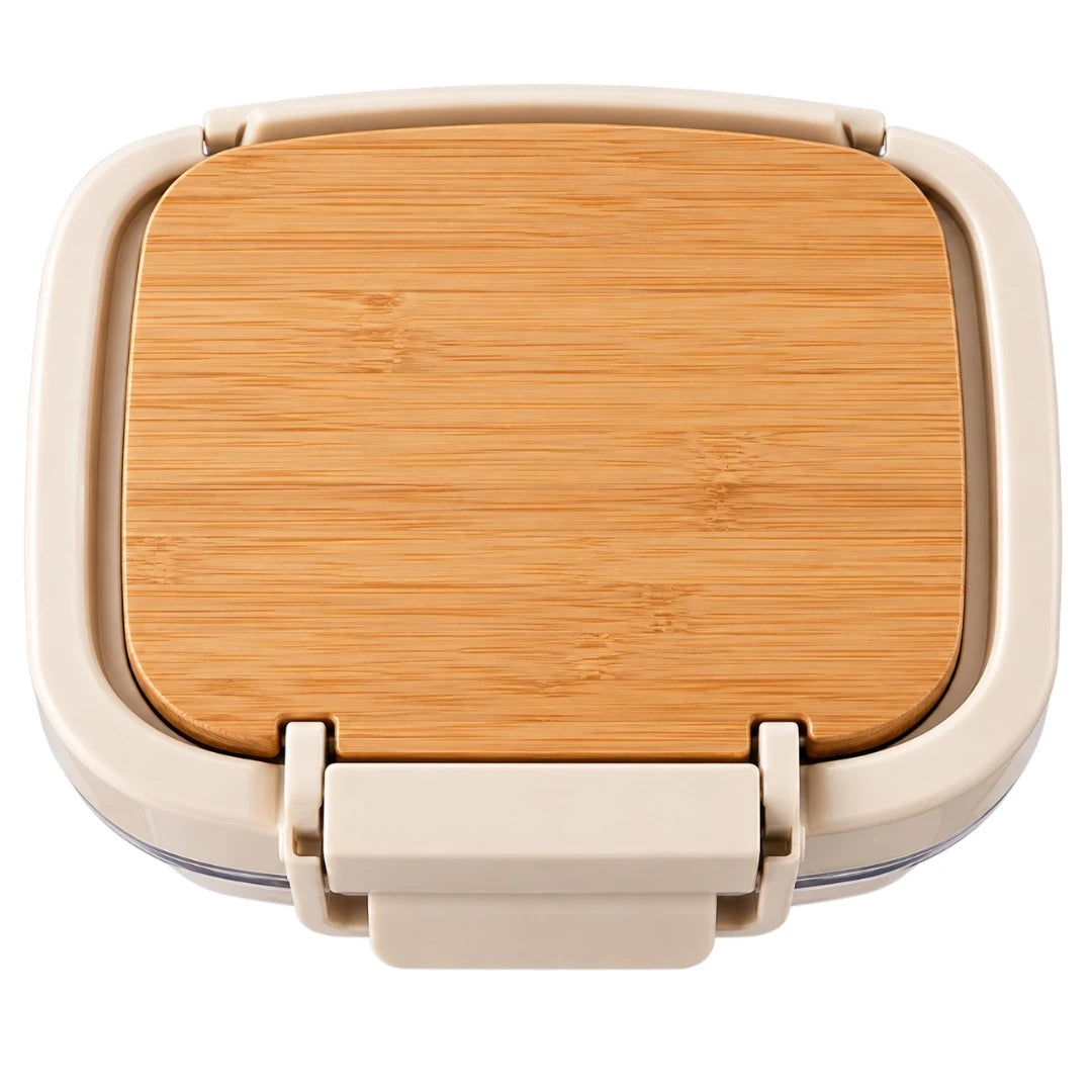 DRAPI Clear Kitchen Storage Container with Bamboo-Style Lid